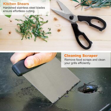 Набір аксесуарів для гриля Grilljoy Plancha: 28 предметів для Blackstone, Teppanyaki, та вогняних плит. Включає прес для смаш-бургерів, шпатель та інші необхідні інструменти.