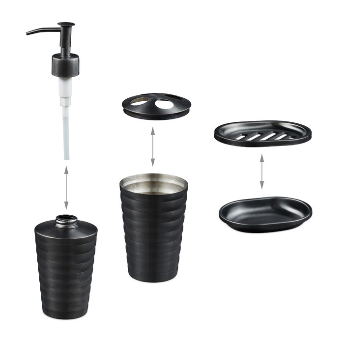 Relaxdays 4-Piece Bathroom Set Stainless Steel