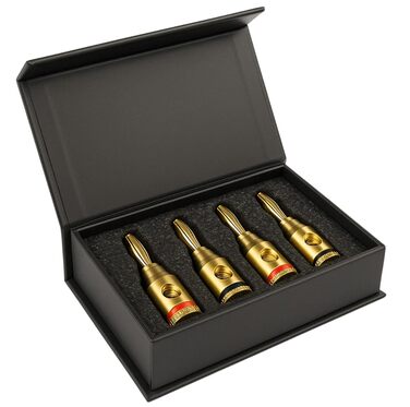 Позолочені роз'єми-банани DEGG для акустичних кабелів, Hi-Fi конектори 4мм для колонок, підсилювачів та ресиверів, 4 шт.