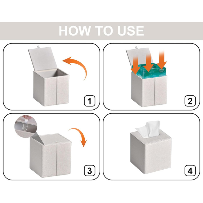 Скляна коробка для серветок, PU-шкіра, сучасний дизайн, для ванної, спальні, кухні, офісу (бежева льон)