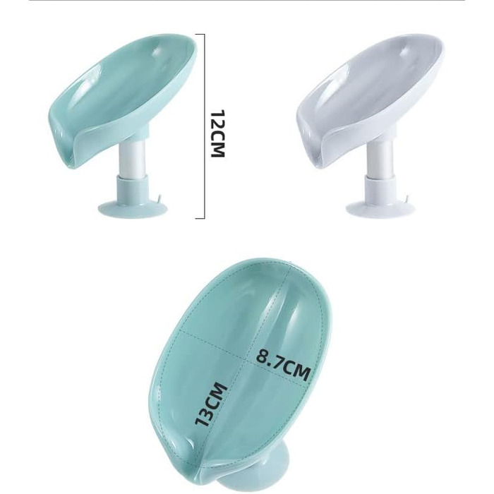 Набір з 2 мисок для мила з водовідведенням, зелено-сірого кольору. Підходить для кухні та ванної кімнати. Без свердління, для твердого шампуню.