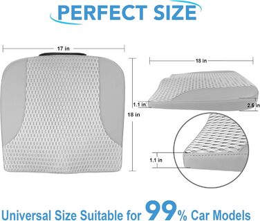Подушка для сидіння в авто з Memory Foam: для комфортної їзди, полегшення болю в куприку та попереку. Підходить для авто, вантажівок, офісу, інвалідного візка. Шкіра та сітка 4D (Сірий)