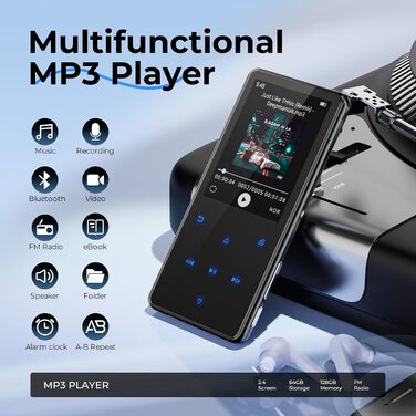 MP3 плеєр 64GB з Bluetooth 5.3 та екраном 2.4