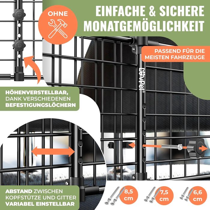 Сітка для собак в авто, бар'єр для собак, захисна сітка для багажника, універсальна, регульована ширина, чорна