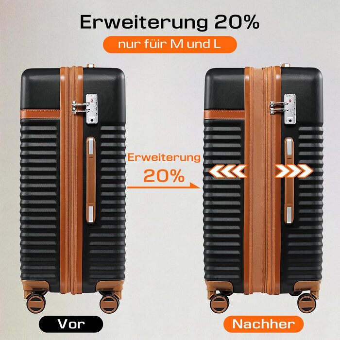 Чохол-валіза Joyway ABS, розширюваний, на 4 колесах з TSA-замком, набір (1 велика сумка, 1 косметичка, чорний, M)