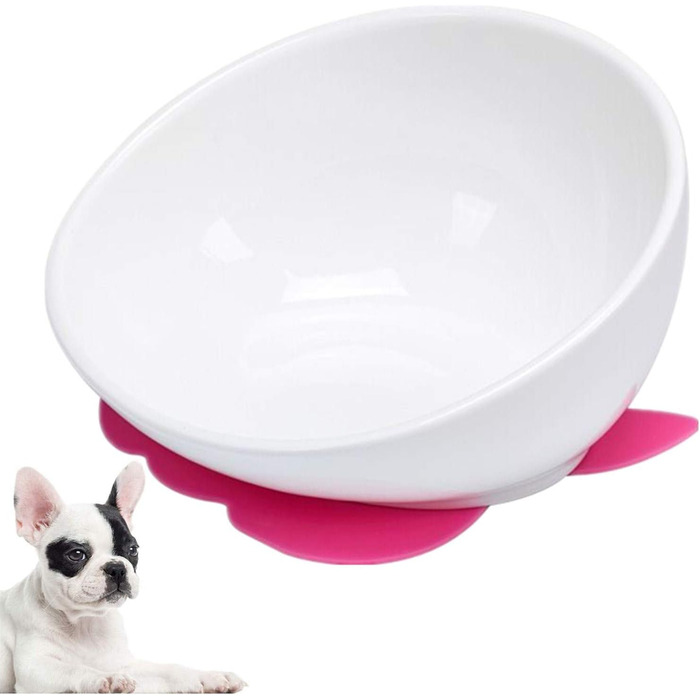 Миска для собак та котів JYHY Bulldog з кераміки, нахилена, з гумовою основою, 1.5 чашки (Чорна миска + стійка)