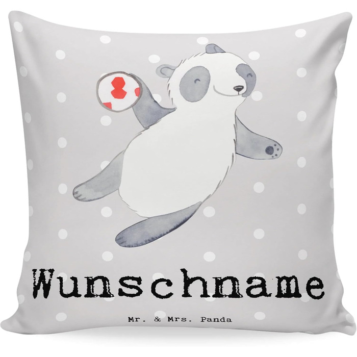 Іменна подушка з пандою для гандболу Mr. & Mrs. Panda – персоналізований подарунок із друком, для спортсменів і фанатів гандболу, з іменем