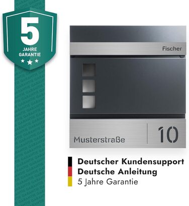 Поштовий ящик Forgard Helsingborg антрацит з газетницею, RAL 7016, персоналізований, з монтажним комплектом