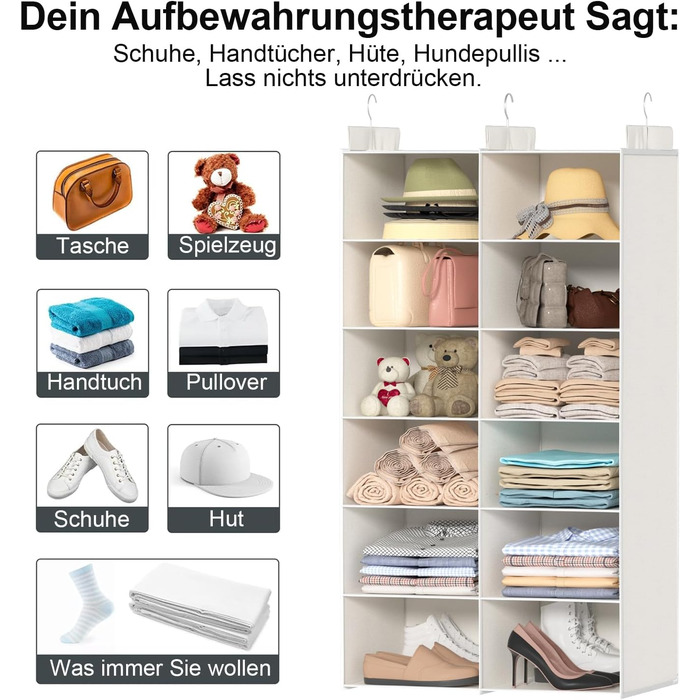 Органайзер для одягу на 6 рівнів, розкладний, з металевими гачками - для шафи, спальні, гуртожитку