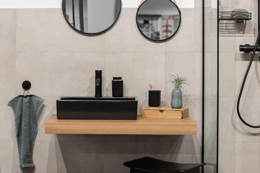 Дозатор для мила WENKO Rotello, 250 мл, з бамбуковими деталями, для мила та засобів для миття посуду, чорний/натуральний