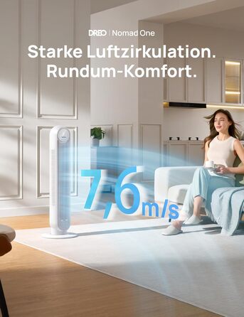 Турбо вентилятор Dreo з DC мотором, 20dB, 11 м дальності, 9 режимів, пульт дистанційного керування, таймер 12 годин, осциляція 90°, для спальні