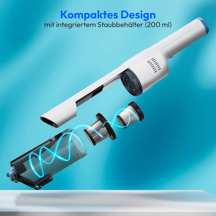 MEDION MD11515: Бездротовий акумуляторний пилосос 2-в-1 (білий) з насадкою для підлоги та трубою, BLDC мотор, HEPA 13 фільтр, 20 kPA, станція зарядки