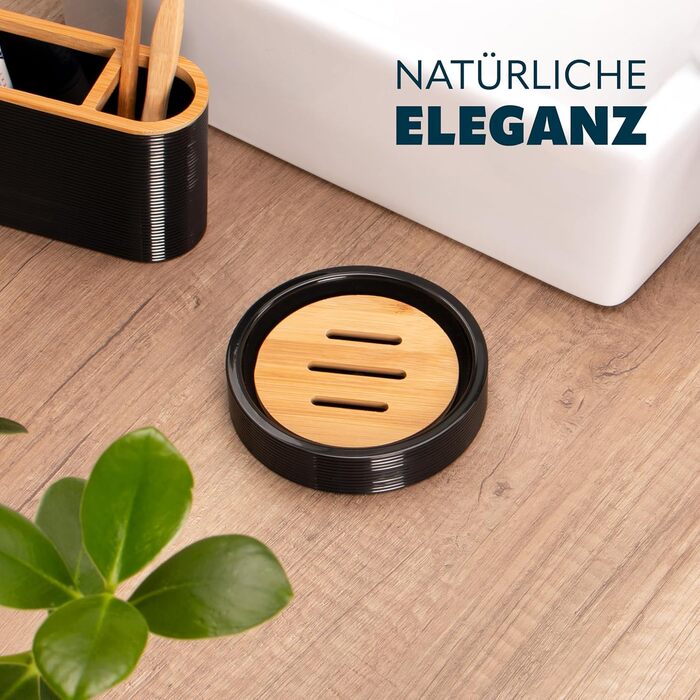 Підставка для мила Bremermann Segno з бамбука та пластику (чорна)