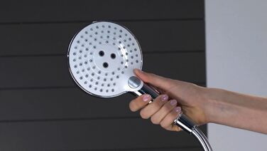 Hansgrohe Raindance Select S 120 Showerhead incl. Showerhead Holder, 3 Spray Patterns, White/Chrome