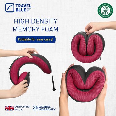 Travel Blue Dreamer Neck Pillow - Memory Foam Travel Pillow for Airplane, Car & Train - Breathable Mesh, Removable Cover, Comfortable Support
