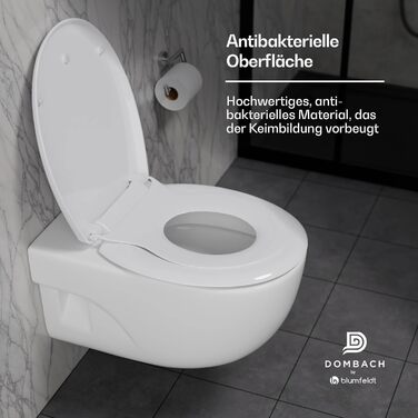 Сидіння для унітаза DOMBACH Premium з мікроліфтом (м'яке закриття), знімна кришка, форма D-подібна, білий колір