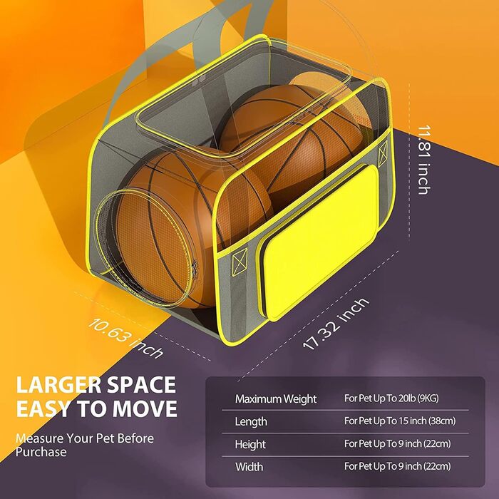 Транспортна сумка для тварин: переноска для котів та собак, сіра/жовта