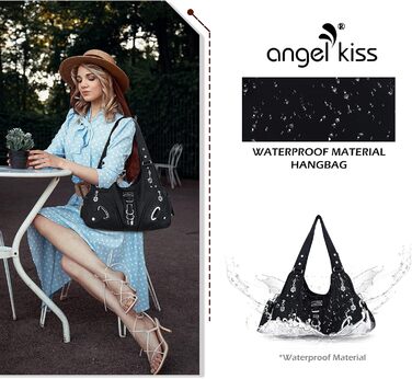 Сумка жіноча Angel Kiss Hobo через плече, чорна, PU шкіра, багато відділень