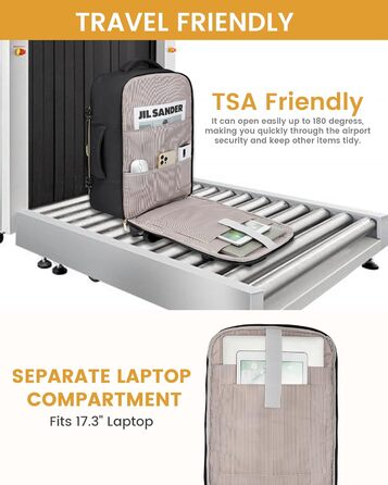 LOVEVOOK Рюкзак для ручної поклажі, 40L, водонепроникний, для ноутбука 17 дюймів, чорний, для подорожей та бізнесу