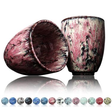 Келихи для кави та чаю Ganzoo з кераміки, набір 2 шт, 200 мл, сучасний дизайн, унікальний малюнок