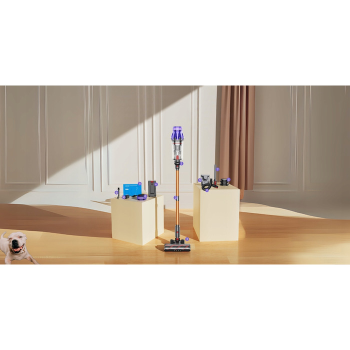 Вертикальний акумуляторний пилосос Laresar 500 Вт, HEPA-фільтр, 1,5 л, багатоколірний