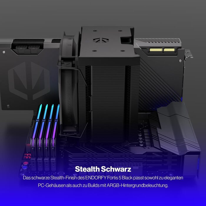 Система охолодження CPU Endorfy Fortis 5 Black з вентиляторами 140 мм та 120 мм, підтримка AM4, AM5, LGA1700, LGA1200, напівпасивний режим
