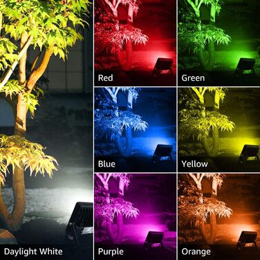 LED прожектор Lepro 50 Вт RGB з RF-пультом, набір 2 шт, водонепроникний IP65, з функцією пам’яті, диміруванням, кольорова зовнішня лампа для саду, вечірок, готелів