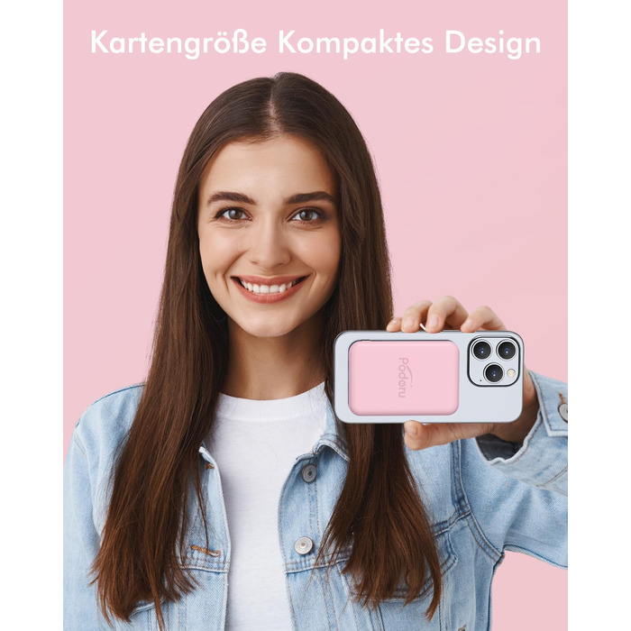 Power Bank MagSafe 5000mAh для iPhone (Рожевий): Швидка зарядка 20W, Type-C, сумісний з iPhone 17/16/15/14/13/12