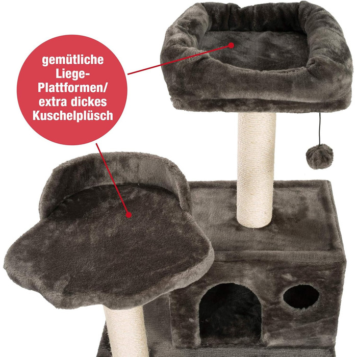 JAMAXX Преміум Дряпка для котів XXL, 165 см, надміцний, 9 товстих стовпів, міцна основа 3 см, супер м'який плюш, PCT6006 темно-сірий (грау-браун)