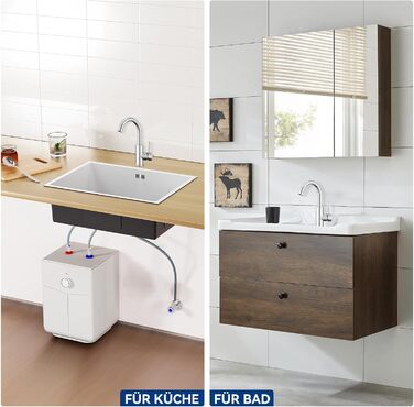 Кухонний змішувач Auralum для низького тиску, 360° обертання, 3 підключення, з міді з хромовим покриттям