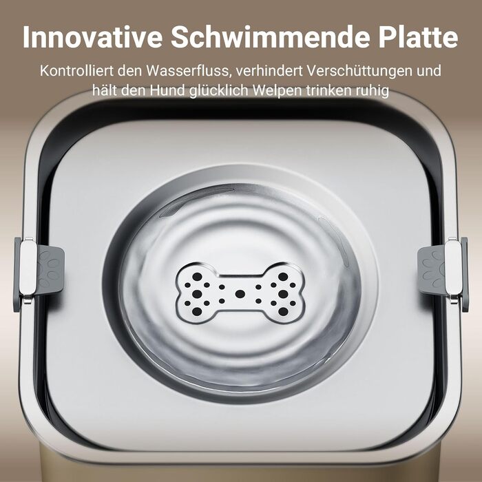 Миска для собак DownyPaws 3L, неркає, з нержавіючої сталі, чорна. Для дому та вулиці, запобігає розбризкуванню води.