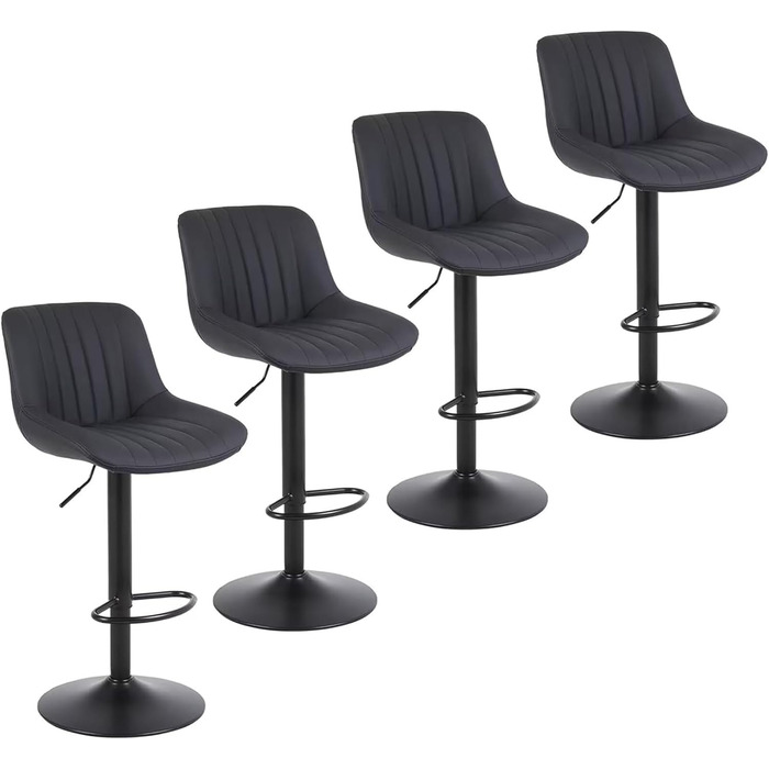 Барний стілець Youhauchair (4 шт., чорний) - обертовий, регульована висота, PU-шкіра