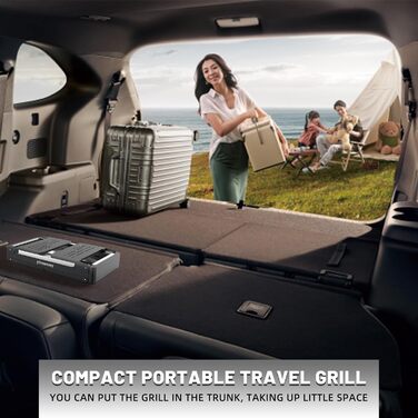 Portable Charcoal Foldable Grill, Outdoor Cooking for Travel, Camping Smoker BBQ Grill, Stainless Steel Tabletop, Portable