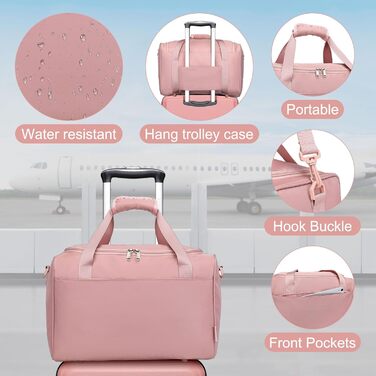 Набір валіз KONO 55 см: 2 валізи, ручна валіза з роликами, набір валіз, сумка для Ryanair, кремово-білий (рожеве золото, 4 валізи)