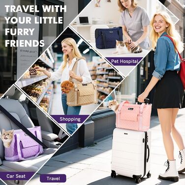 Pawaboo Сумка-переноска для собак та котів, для маленьких собак та цуценят, м'які стінки, до 5 кг (Khaki)