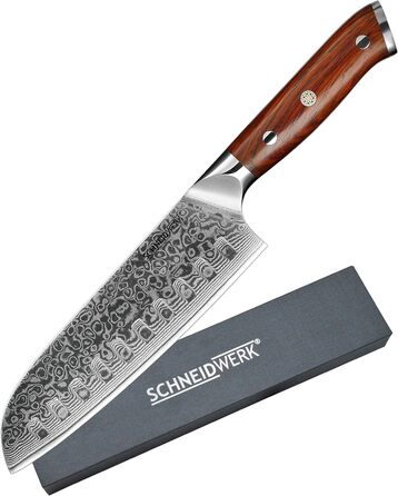 Кухонний ніж Santoku з дамаської сталі 17,6 см, 67 шарів, надгострий, нержавіючий Damaszener DI-серія