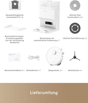 Робот-пилосос Dreame L10s Plus з автоматичним спорожненням, до 90 днів автономної роботи, потужність всмоктування 7000 Па, DuoScrub™ система миття, автоматичне підняття мопа, розпізнавання килимів за допомогою ультразвуку