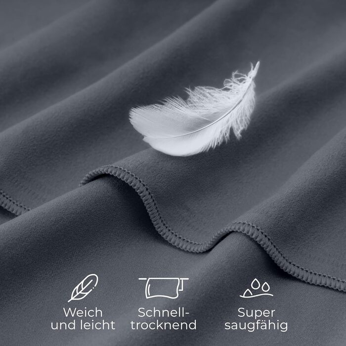 Набір з 3 рушників Zenacross з мікрофібри з сумкою для перенесення - швидковисихаючі фітнес-рушники для спорту - розміри XS, S, M - кольори: Petrolgrün (темно-сірий)