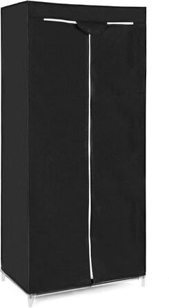 SONGMICS Fabric Closet, Foldable, with Clothes Rod, Simple Closet, Toy, Shoe, Bag Organizer, Living Room, Bedroom, Wardrobe, 75 x 45 x 160 cm, (Black)