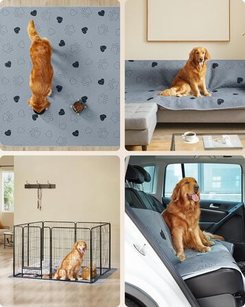 Підстилка для собак Feandrea, 2 шт., 122 x 91 см, XL, сіра, нековзна, швидковисихаюча, для дому