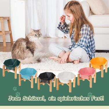 Керамічна годівниця для котів та собак на підставці, нахилена, зелена