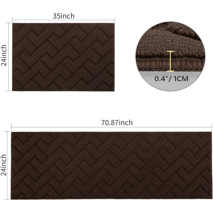 Килимок для входу Hicorfe, 50.8 x 80 см, поглинаючий, стійкий до бруду, не линяє, з неслизьким дном, антрацит