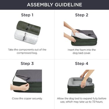 Ортопедичне ліжко для собак BEDSURE - 89x63 см, з піною у формі яйця, для середніх собак, миється, не слизьке, зелений (122x89x20 см)