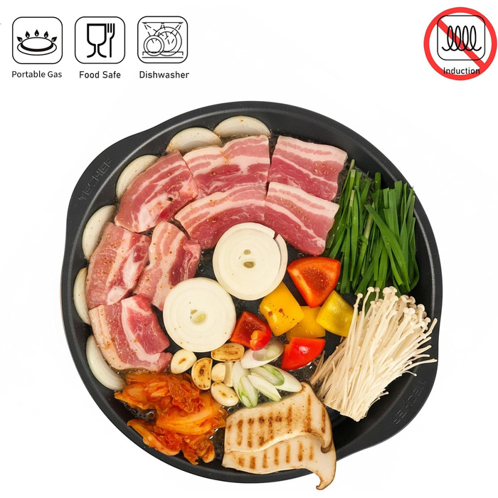 TeChef Grillpfanne корейське барбекю антипригарна, з тефлоновим покриттям без PFOA