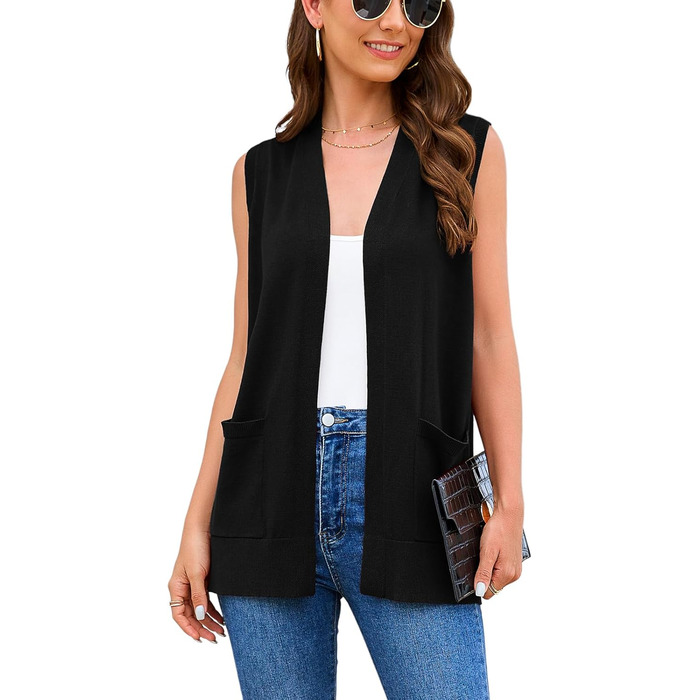 Жіночий кардиган з довгим рукавом: м'який в'язаний светр-жилет з кишенями (S-3XL)