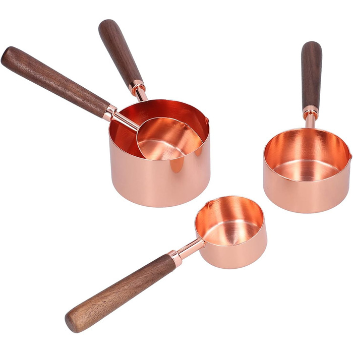 Measuring Spoon Set, 4 Measuring Cups in Rose Gold with Scale, Stainless Steel Measuring Spoons for Kitchen Utensils (Size: L)