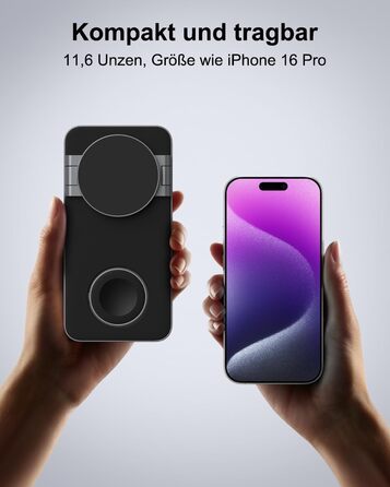 Бездротовий зарядний пристрій 3-в-1 MagSafe для iPhone, Apple Watch та AirPods Pro (Чорний)