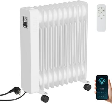 Електричний конвектор Daromigo 2000W з термостатом та Wi-Fi, IP24, настінний, інфрачервоний, чорний, енергозберігаючий