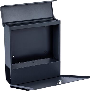 Поштова скринька Zelsius з газетницею, антрацит RAL 7016, з плавним закриттям | Настінна або стійкова установка