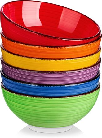 Vancasso Soup Bowls, Stoneware, BONITA 6-Piece Bowl Set, Salad Bowl, Pasta Bowls, Bowl Set, Multicolor